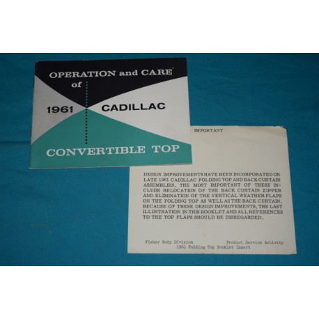 1961 Cadillac Convertible top operation manual