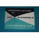 1961 Oldsmobile Convertible top operation manual