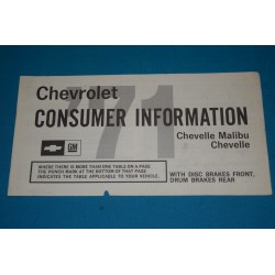 1971 Chevelle Consumer Information Front Disk Brakes