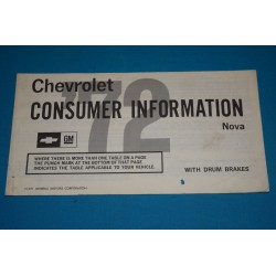 1972 Nova Consumer Information Drum Brakes