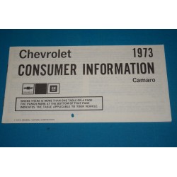1973 Camaro Consumer Information