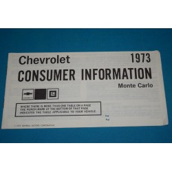 1973 Monte Carlo Consumer Information