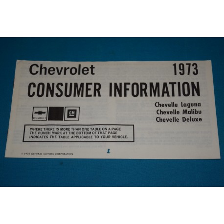 1973 Chevelle / El Camino Consumer Information