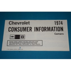 1974 Camaro Consumer Information