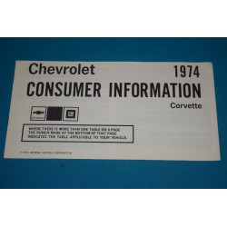 1974 Corvette Consumer Information