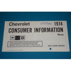 1974 Nova Consumer Information Drum brakes