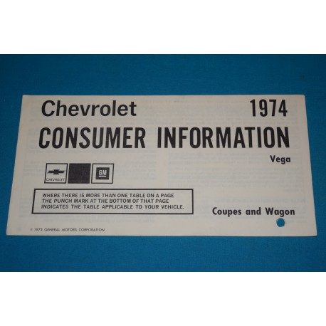 1974 Vega Consumer Information
