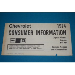 1974 Impala Consumer Information