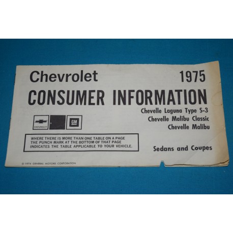 1975 Chevelle / El Camino Consumer Information