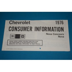 1976 Nova Consumer Information