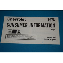 1976 Vega Consumer Information