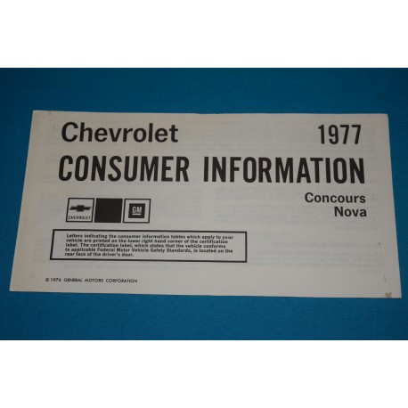 1977 Nova Consumer Information