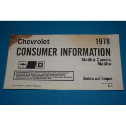 1978 Malibu / El camino Consumer Information
