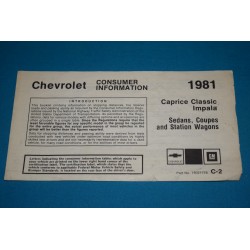 1981 Impala Consumer Information