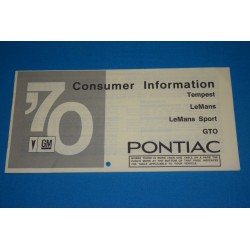 1970 GTO / Tempest / LeMans Consumer Information
