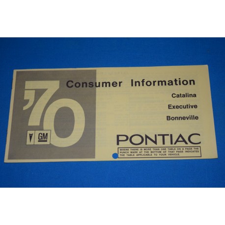 1971 Cataline / Executive / Bonneville Consumer Information