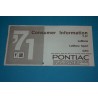 1971 GTO / Tempest / LeMans / T-37 Consumer Information