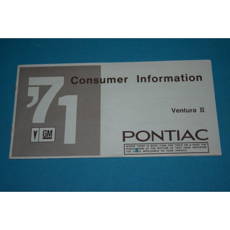 1971 Ventura II Consumer Information Manual