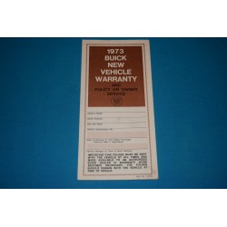 1973 Buick Owner Warranty book NOS