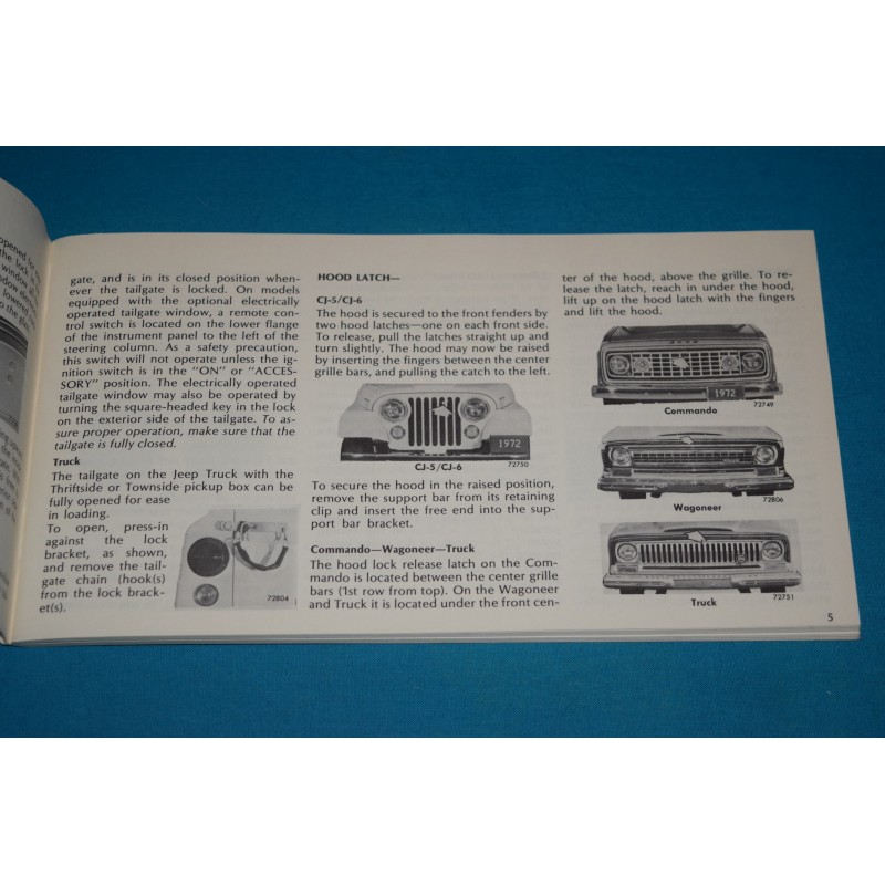 thumbnail image 2 of 1972 Jeep Owner's Operator Manual - User Guide, Fuses, Reference Book 2 of 5