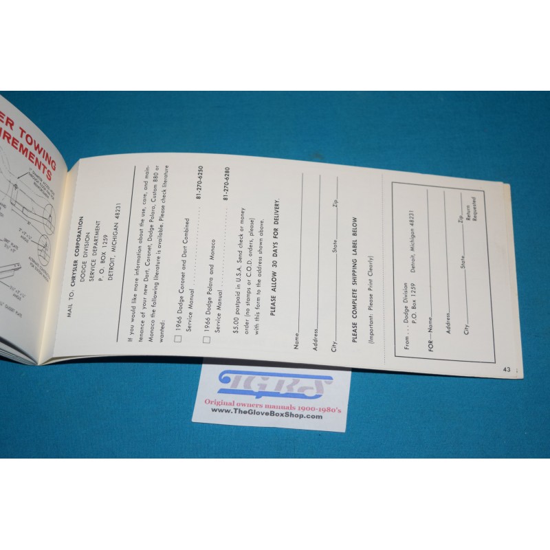 1966 Dodge Charger Coronet Dart Factory Shop Manual – Faxon Auto Literature Repair Book (Paper Reproduction)