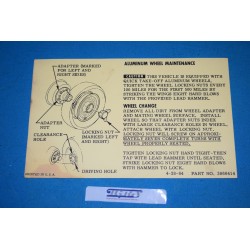1965-1966 Corvette Knock off wheel card