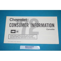 1972 Corvette Consumer Information