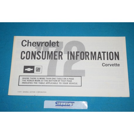 1972 Corvette Consumer Information