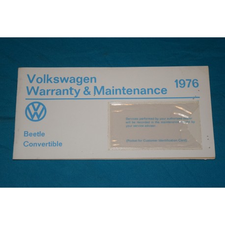 1976 Volkswagen type 1 Warranty Unused