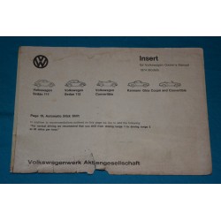 1974 Volkswagen Auto Stick insert 